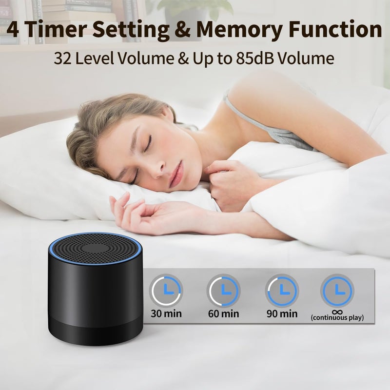 Hushing Portable Mini White Noise Machine Sound Machine with 30 Soothing Sounds for Newborn Kids Adults Rechargeable Sleep Brown Noise Machine with 4 Timers Memory Function for Travel Camping Home and Office - Image 5